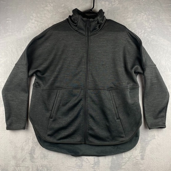 North Face Sweatshirt Women Large Gray Cozy Slacker Full Zip Fleece Lined Hooded - Picture 2 of 11